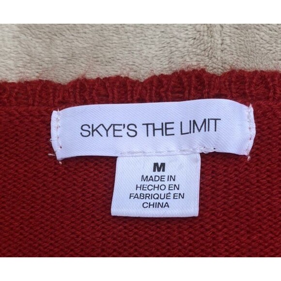 Skye's The Limit Women's Sz M  Red Pullover sweater Tunic granny squares accent - Picture 8 of 14